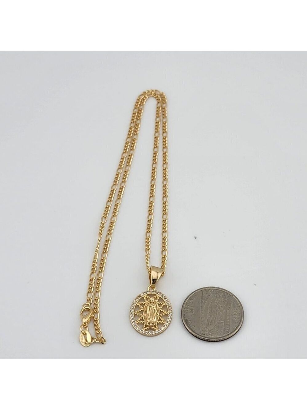Brand New Brazilian 18k Gold Filled Virgen De Guadalupe Necklace - Picture 8 of 10